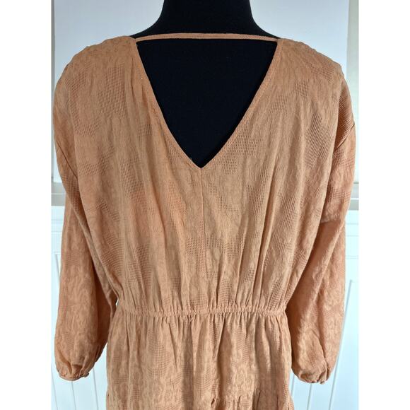 Umgee 3/4 Sleeve V-Neck Tiered Maxi Dress V-Back Cotton Boho Pullover Size 1X - Picture 10 of 15